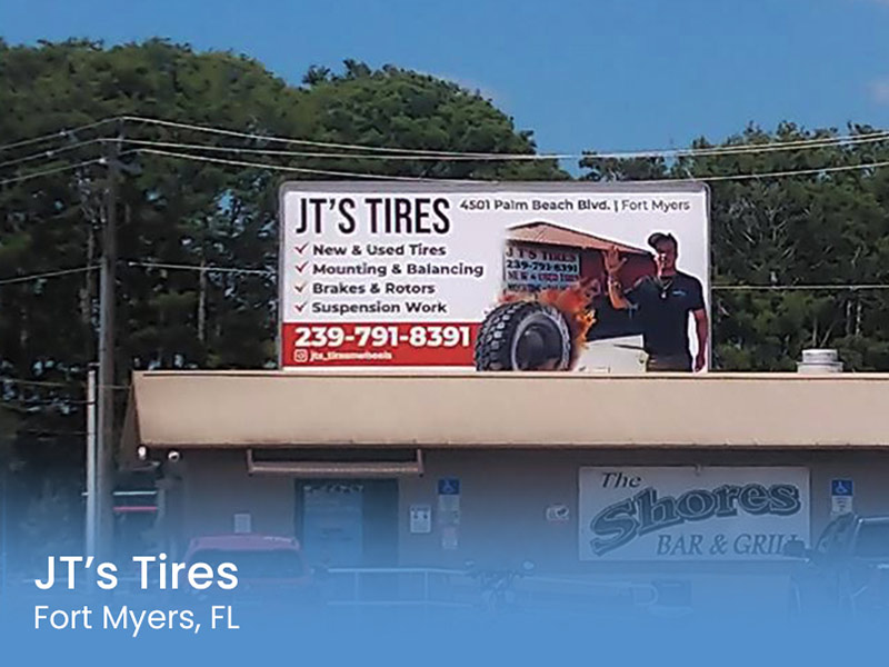 JT's Tires, Fort Myers, FL billboard.